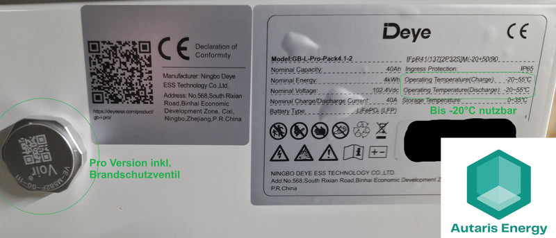 DEYE GB-SL-PRO bis -20°C Ladefähig | 15kW GB-S15K-EU Hybrid-Wechselrichter und GB-L-Pro-Pack 4.0 (keine GB-LM4.0) Hochspannungsbatterie 8.18 - 24.54kWh All-in-One